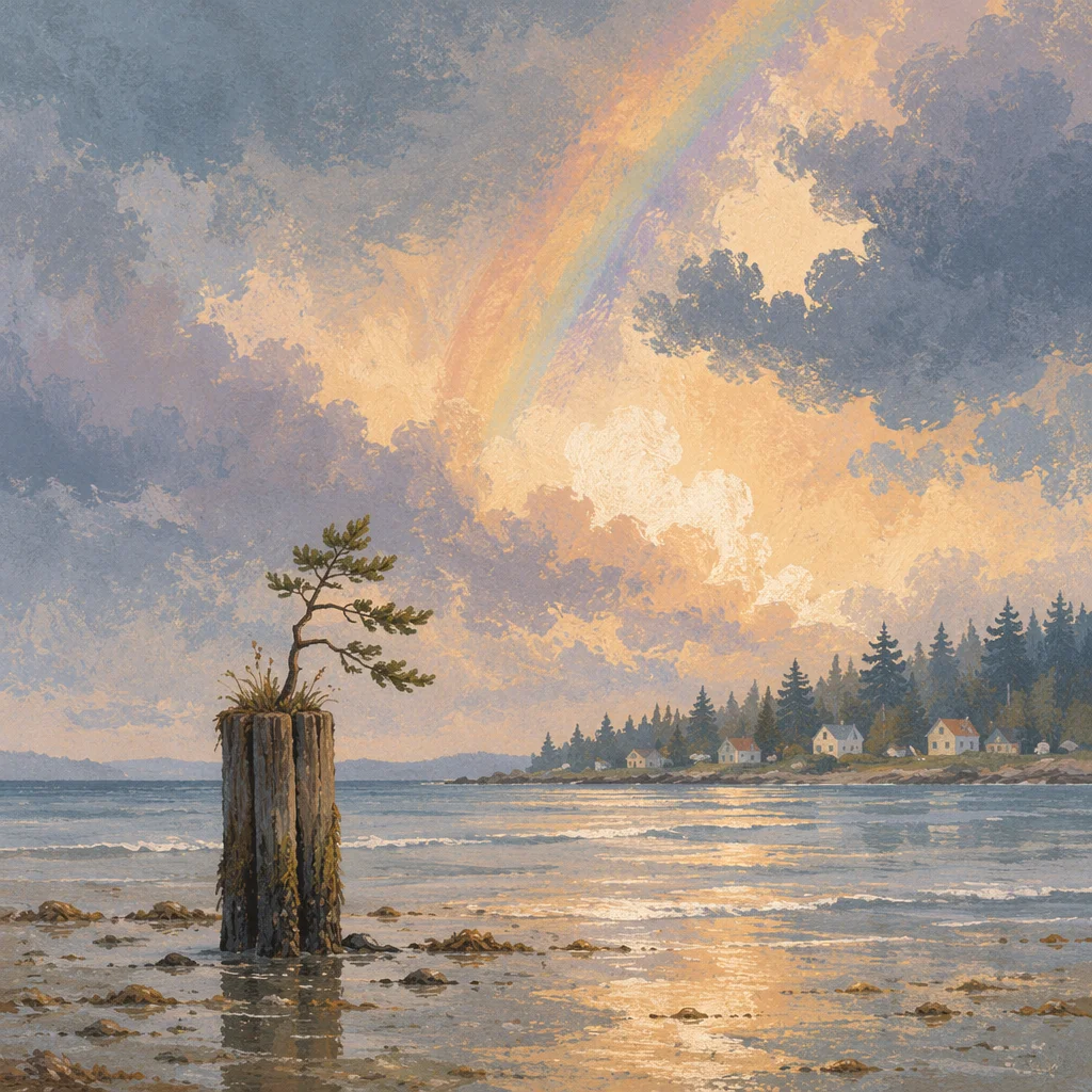 Peaceful Sunrise Over Storm Cleared Bay
