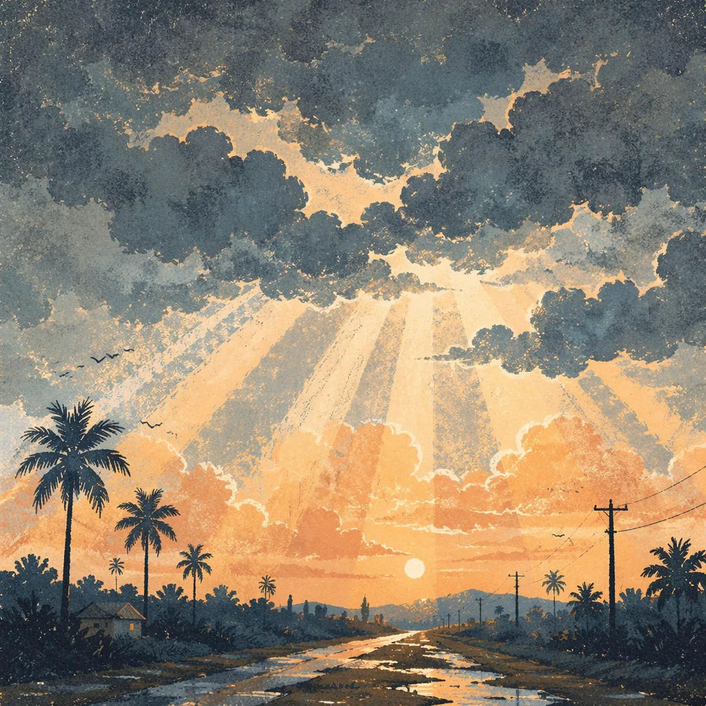 Peaceful Sunrise After Storm Clouds