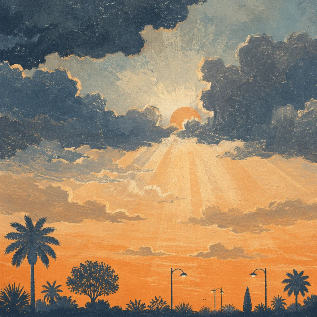 Peaceful Sunrise After Storm Sky