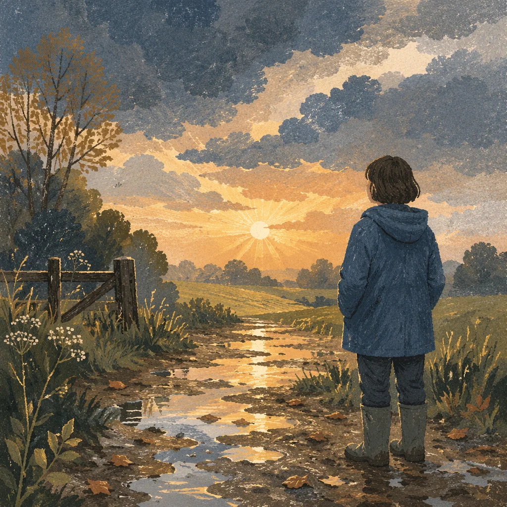 Peaceful Sunrise After Storm on Rural Path