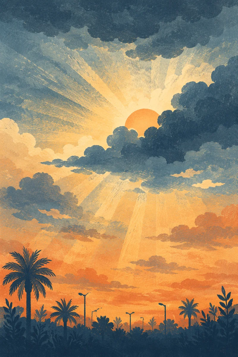 Peaceful Sunrise After Storm Sky