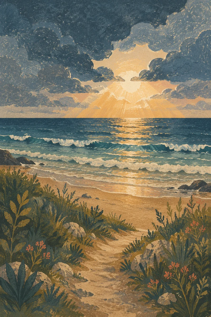 Peaceful Coastal Sunrise After Storm