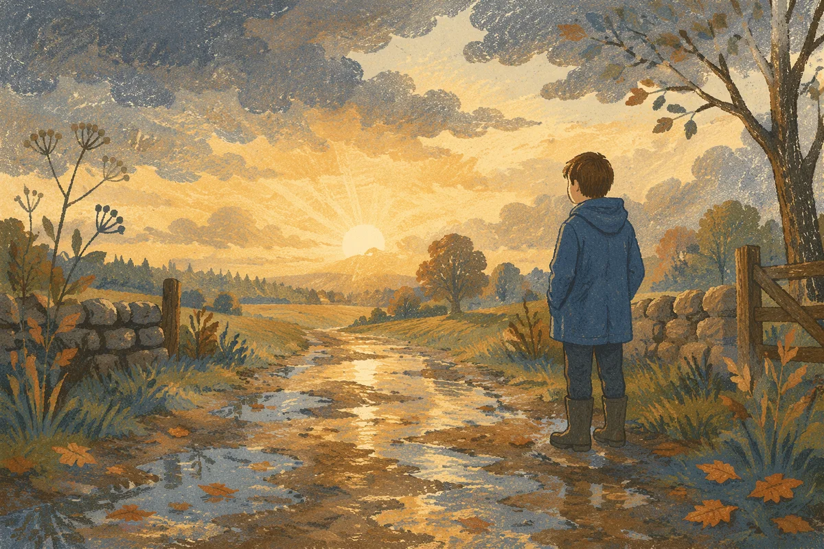 Peaceful Sunrise After Storm on Rural Path