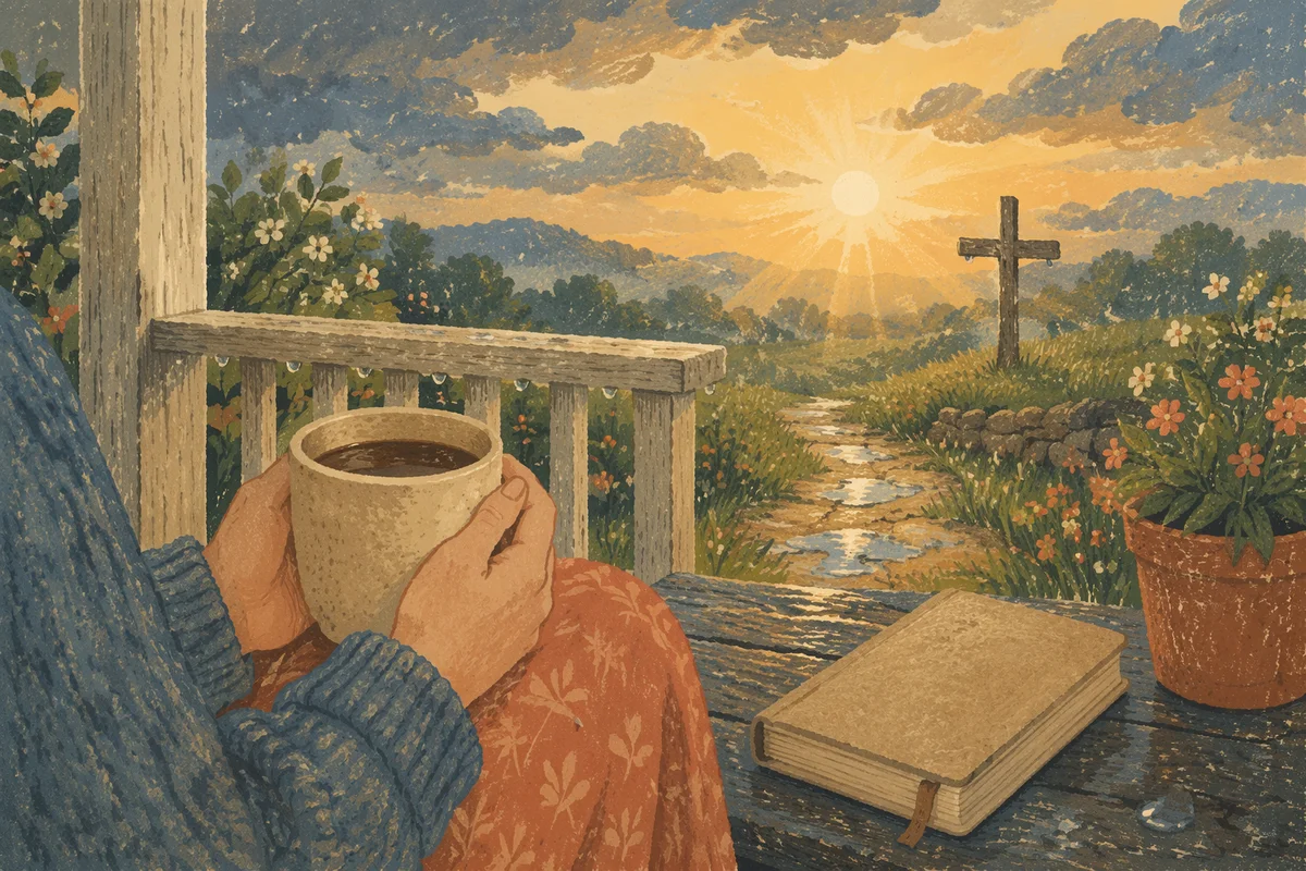 Peaceful Countryside Porch Sunrise After Storm