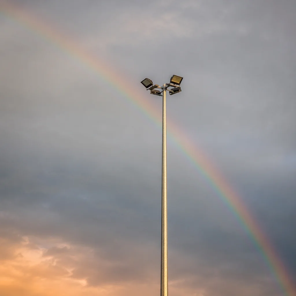 Peaceful Sunrise Rainbow After Storm