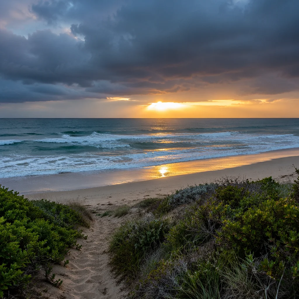 Peaceful Coastal Sunrise After Storm