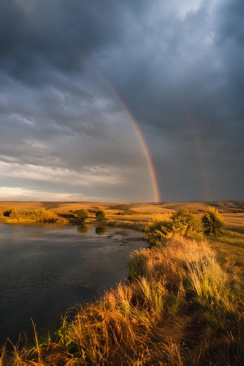 Peaceful Wetland Sunrise After Storm