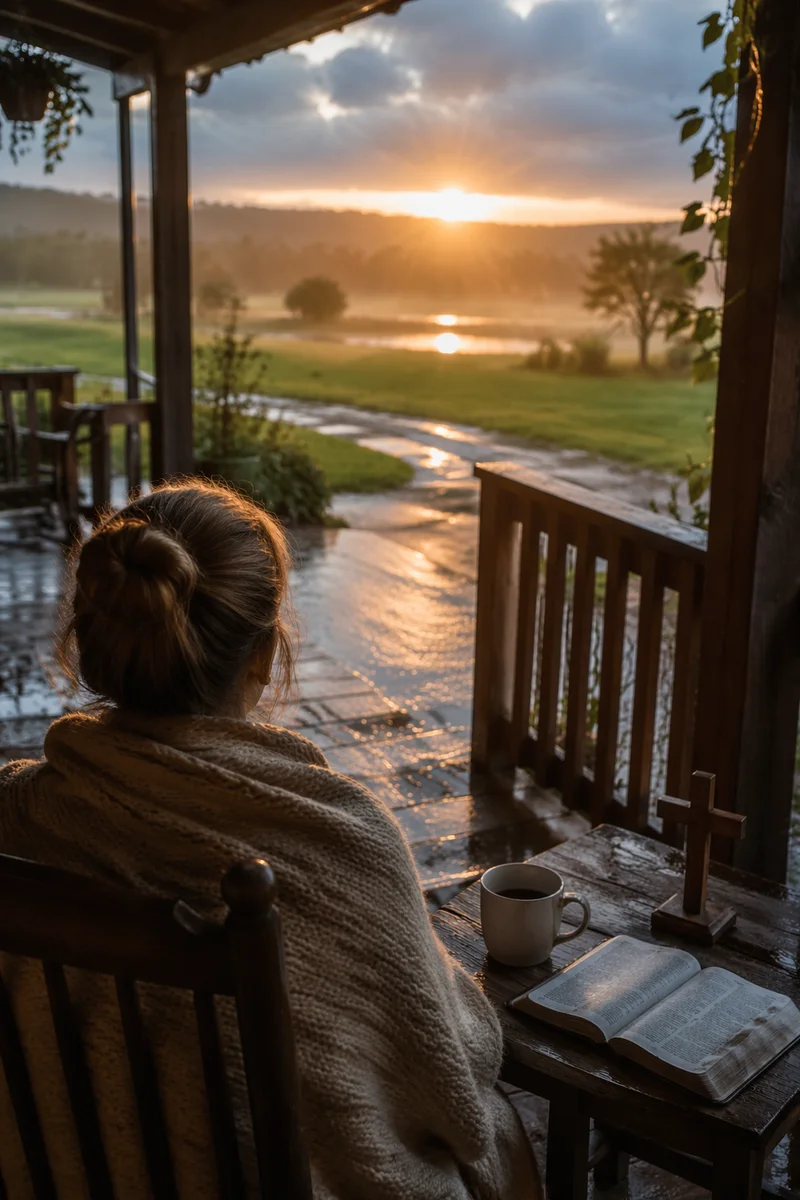 Peaceful Porch Sunrise After the Storm