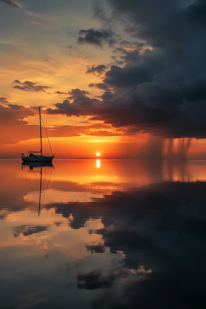 Peaceful Sunrise After Storm at Sea