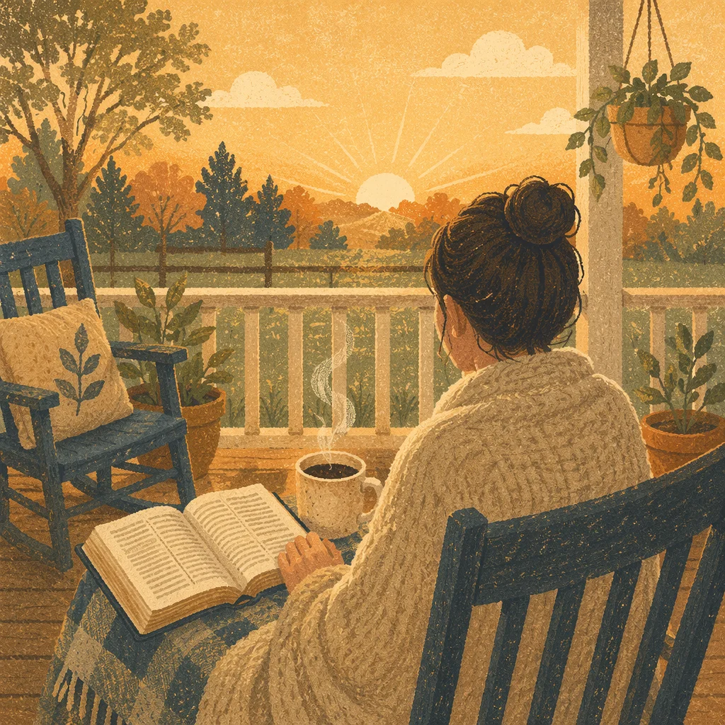 Sunrise Porch Devotion with Open Bible