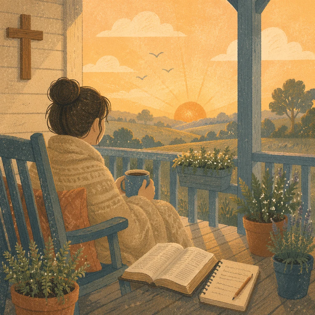 Sunrise Porch Devotion with Open Bible