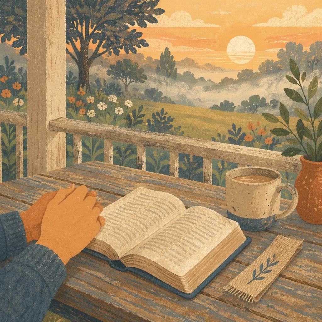 Sunrise Devotion on a Rustic Porch