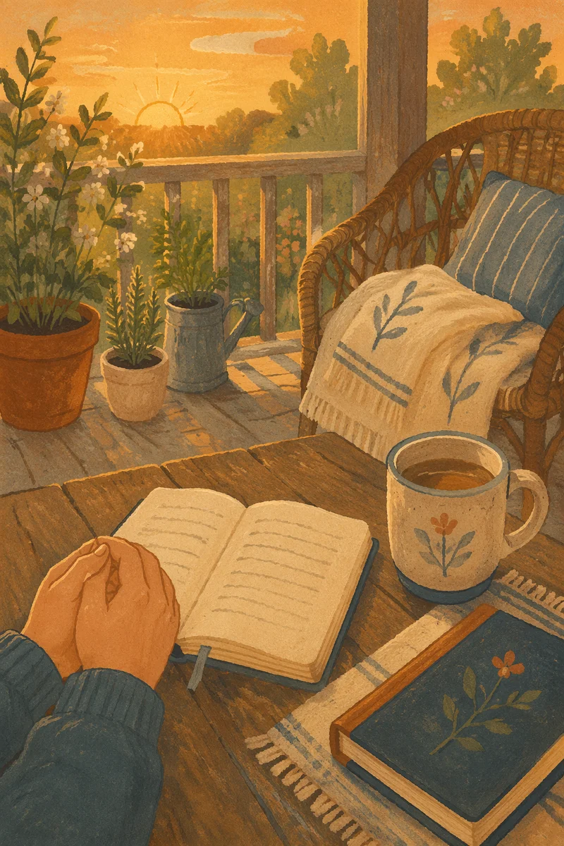 Sunrise Morning Devotion on Cozy Porch