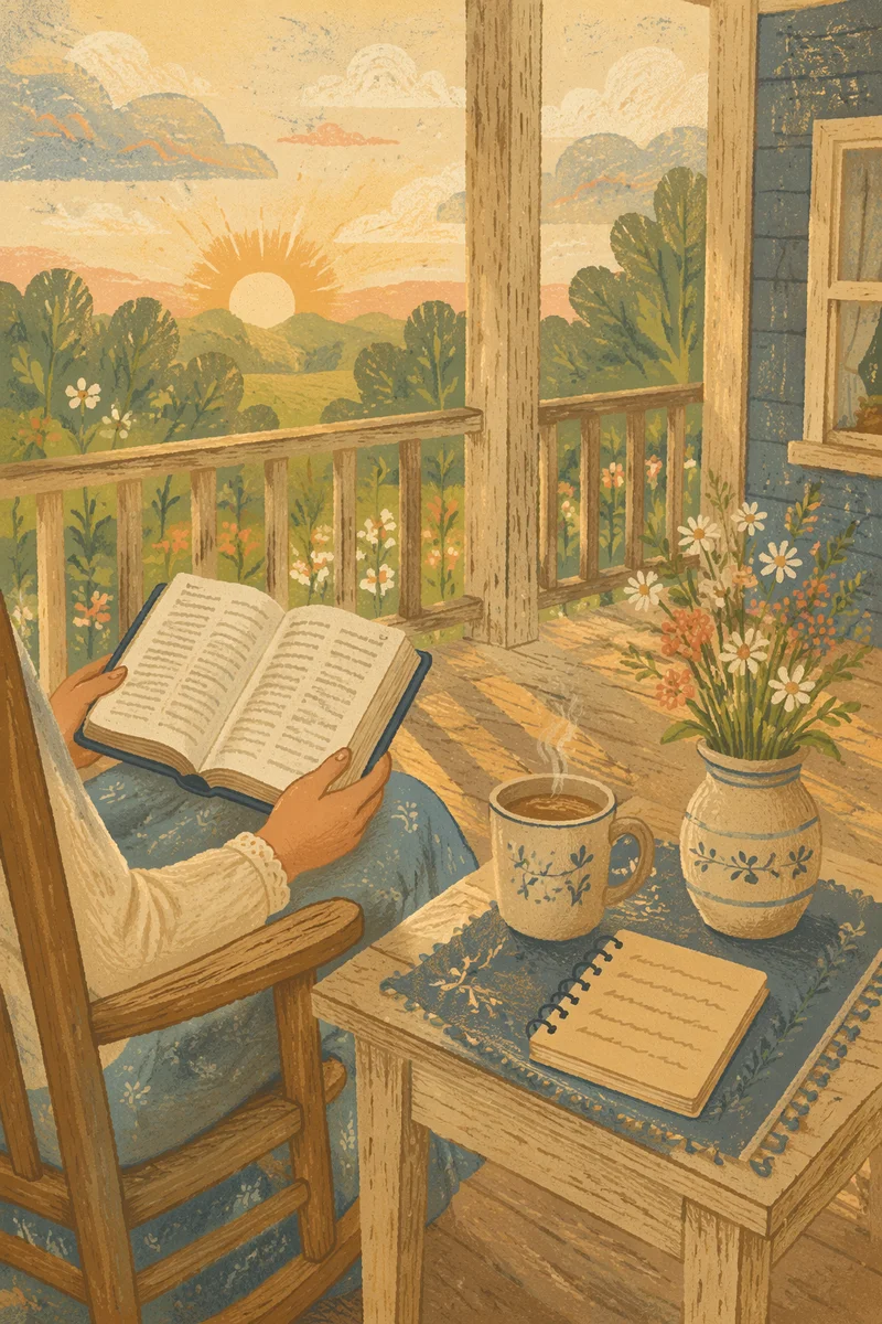 Sunrise Porch Devotion with Open Bible