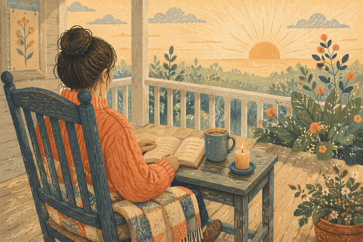 Sunrise Devotion on a Rustic Porch