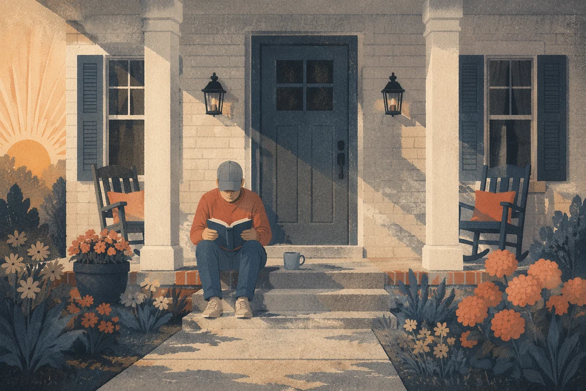 Sunrise Porch Devotion in Quiet Monochrome