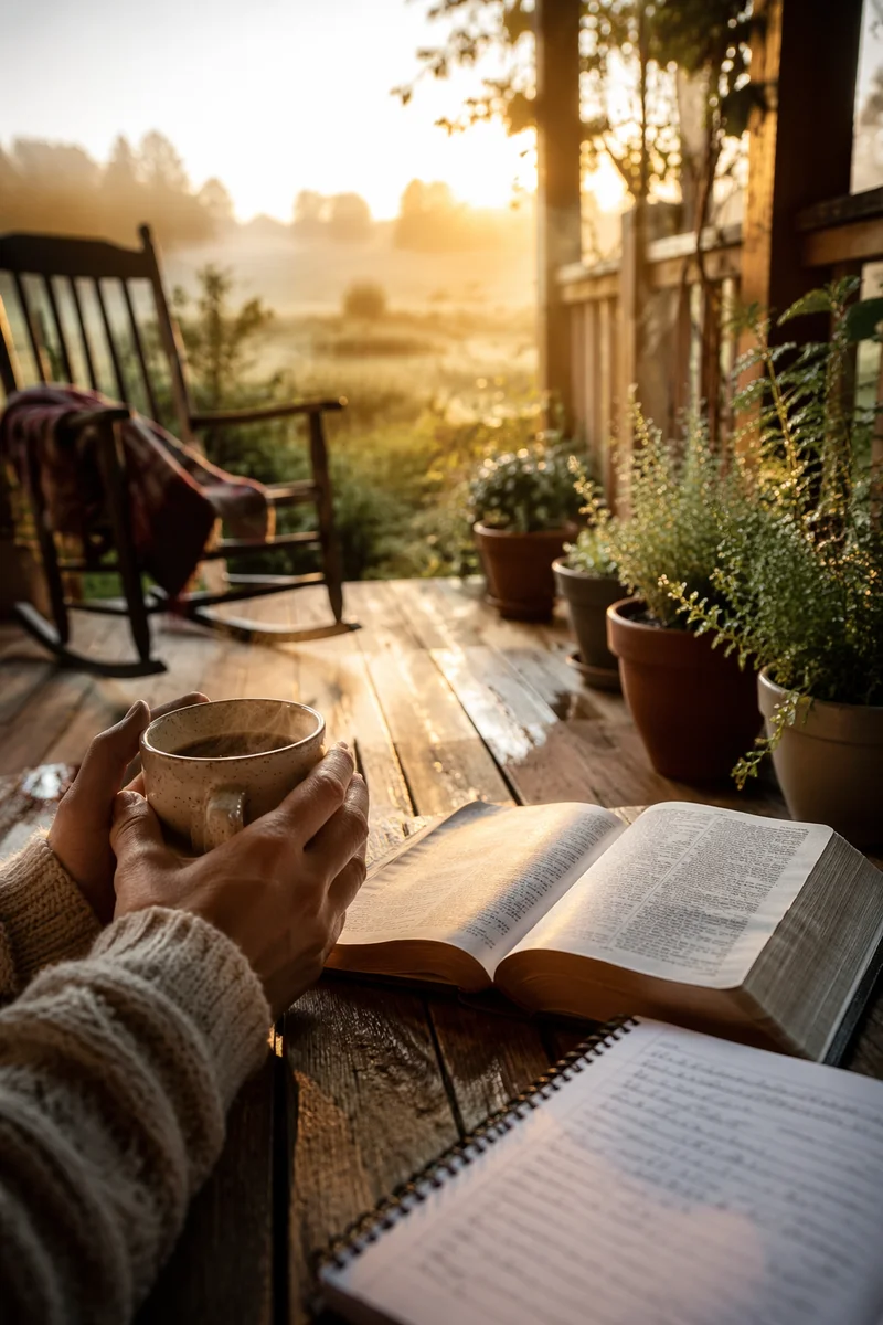 Sunrise Porch Morning Devotion with Bible