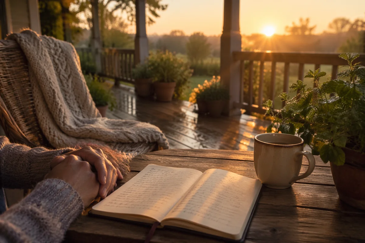 Sunrise Morning Devotion on Cozy Porch