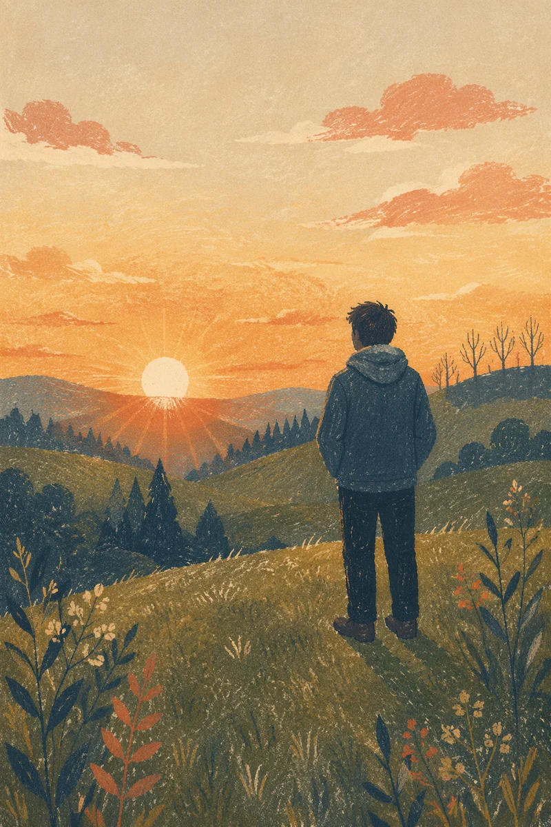 Solitary Hilltop Silhouette at Golden Hour