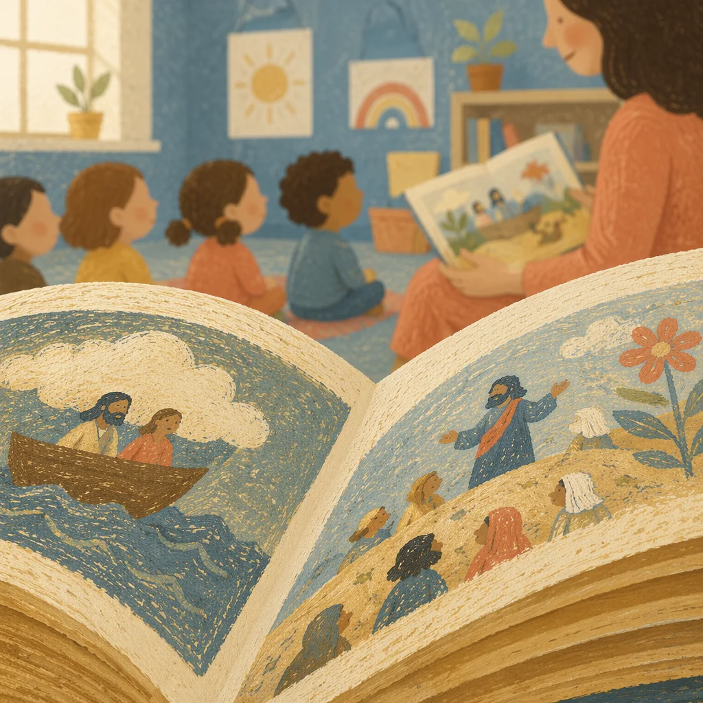 Preschool Story Time Circle in Morning Light