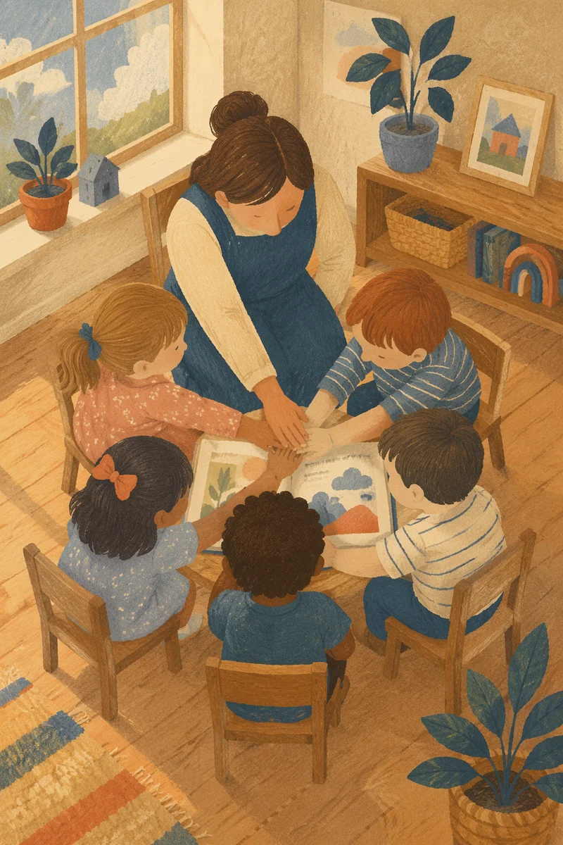 Preschool Story Time Circle with Teacher