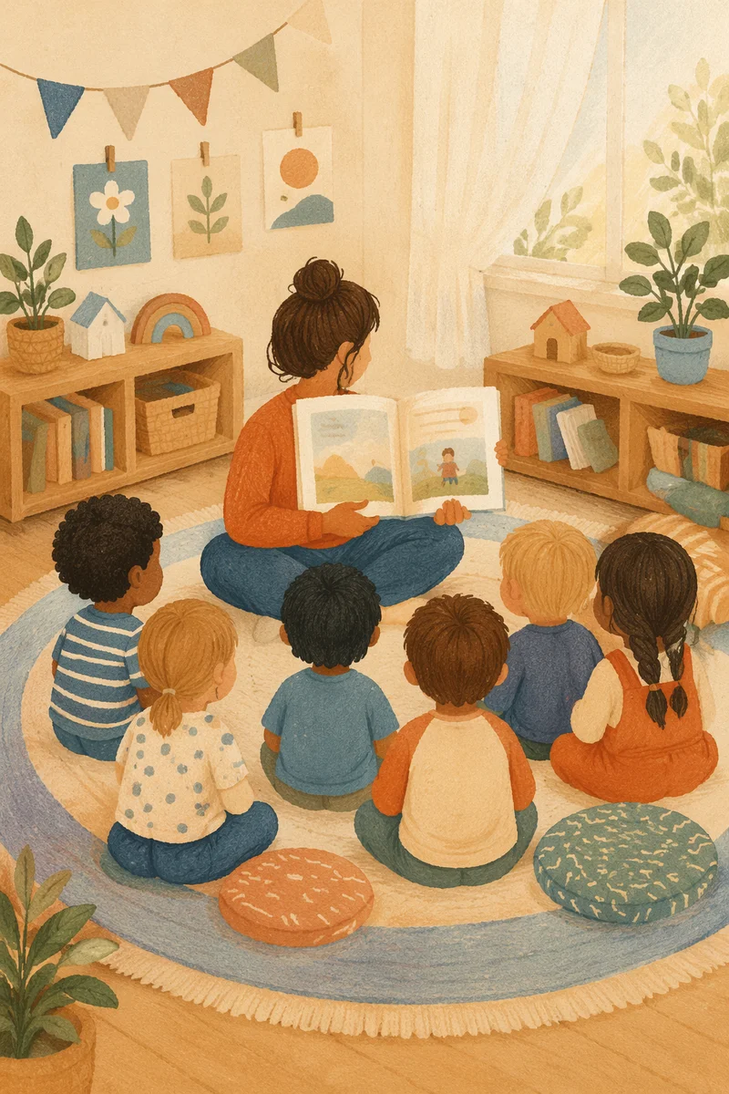 Preschool Story Time Circle With Teacher