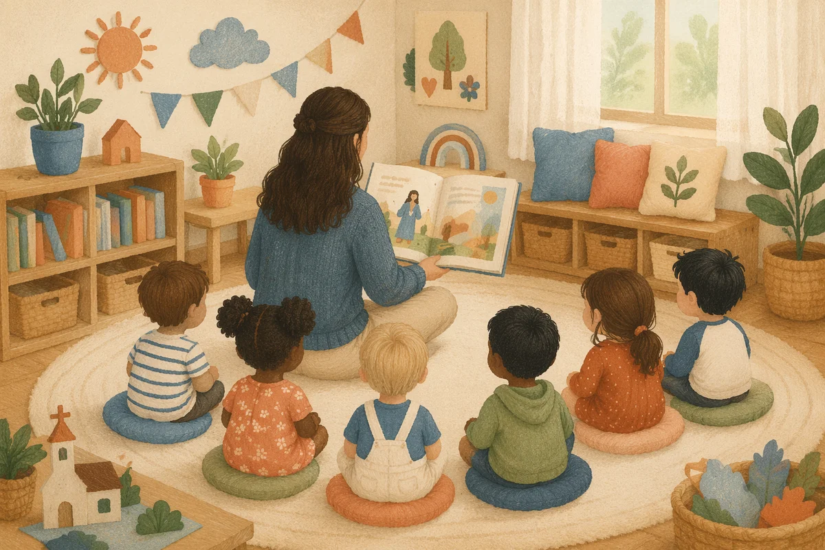 Teacher and Children Circle Story Time