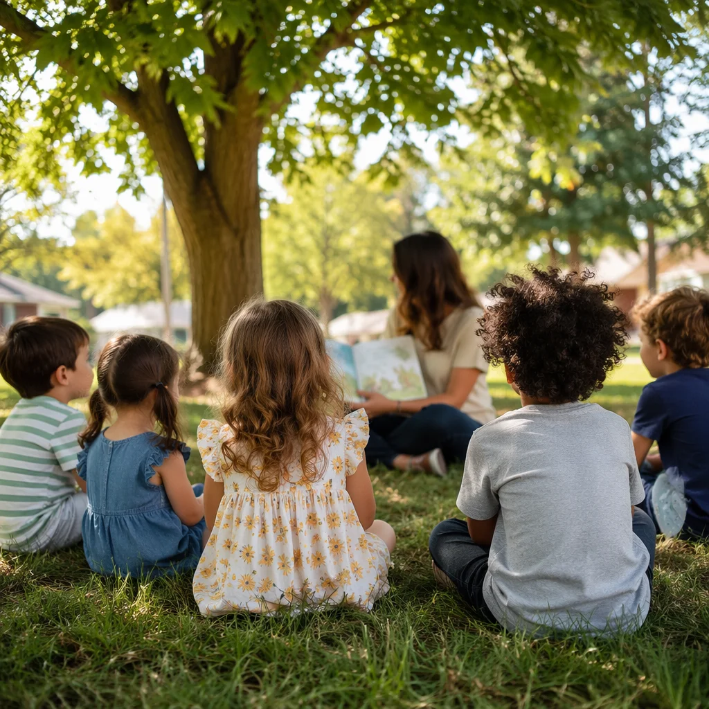 Outdoor Teacher Story Time in Park