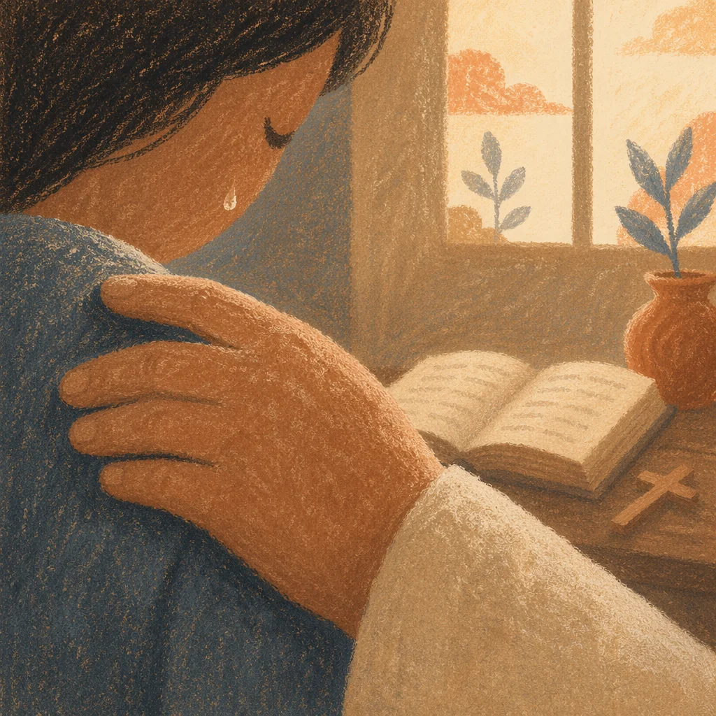 Comforting Hand Beside a Tearful Cheek