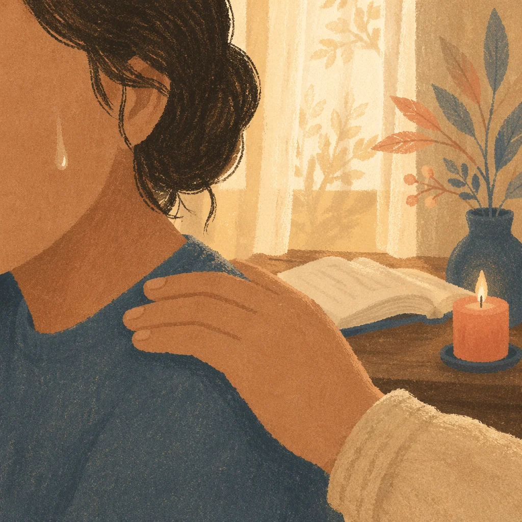 Comforting Hand Beside a Tearful Cheek