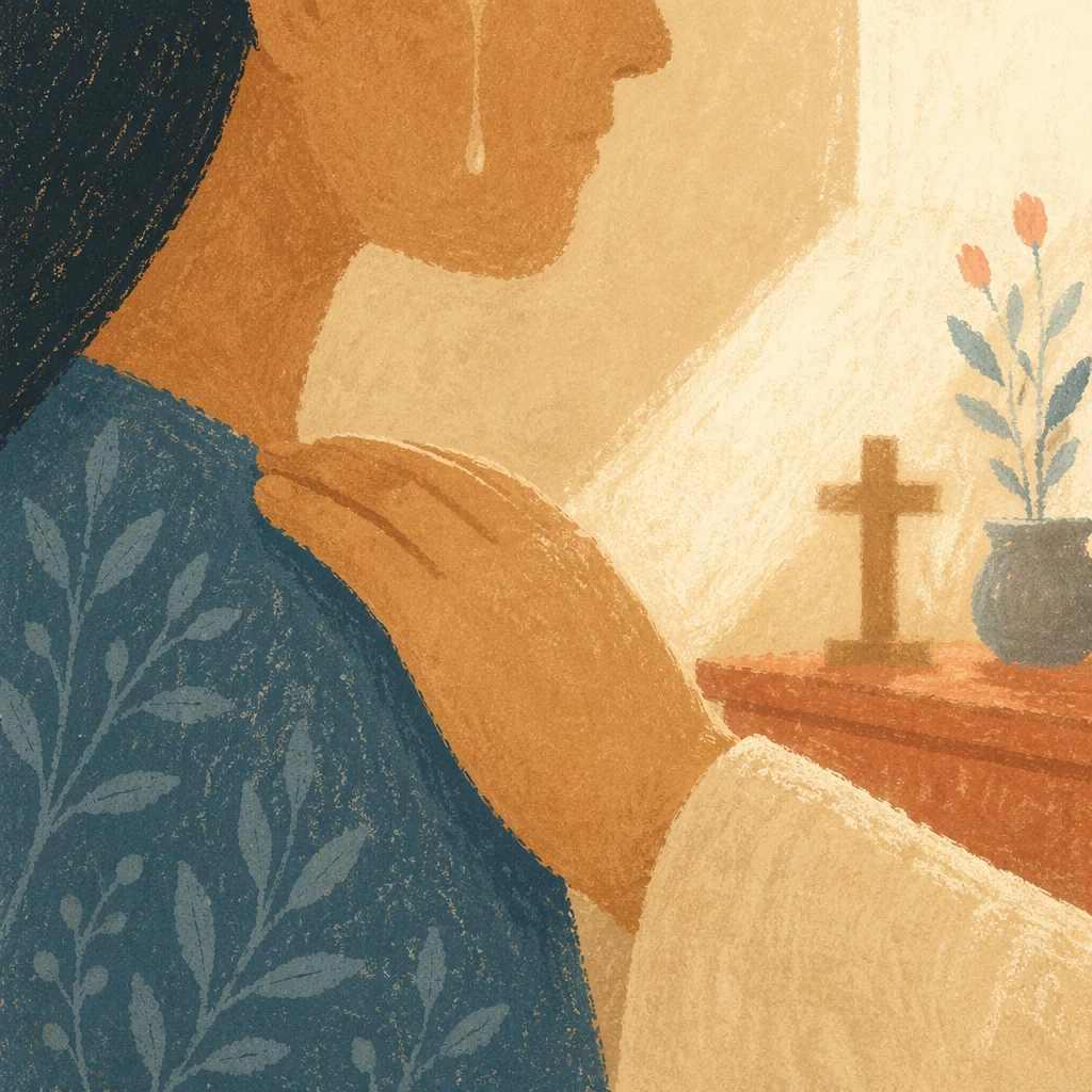 Comforting Hand Beside a Tearful Cheek