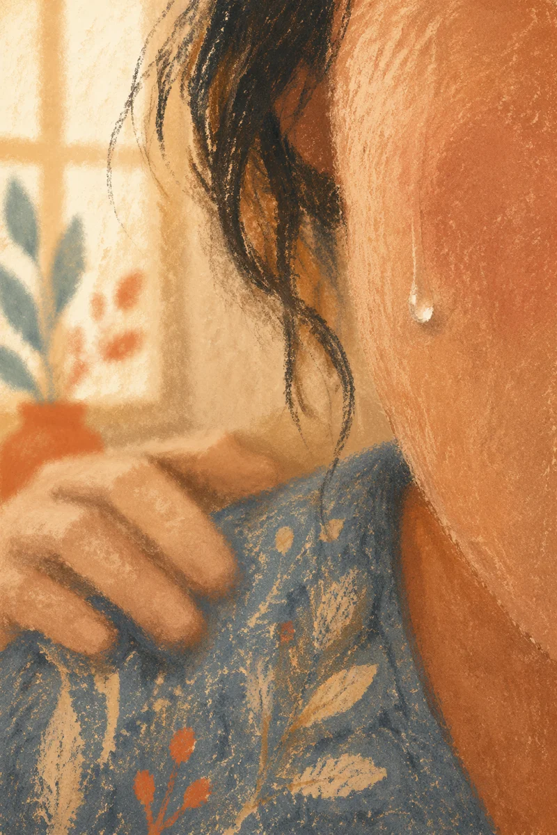 Single Tear with Gentle Comforting Hand