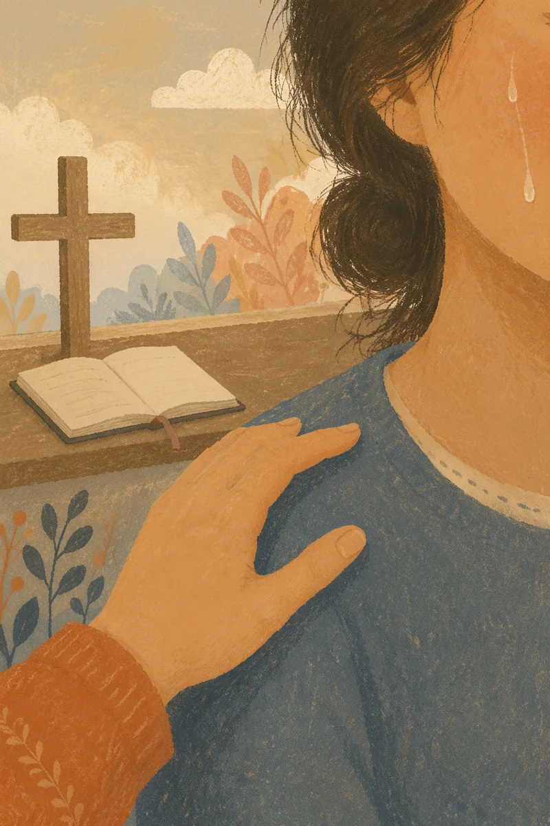 Comforting Hand Beside a Tearful Cheek