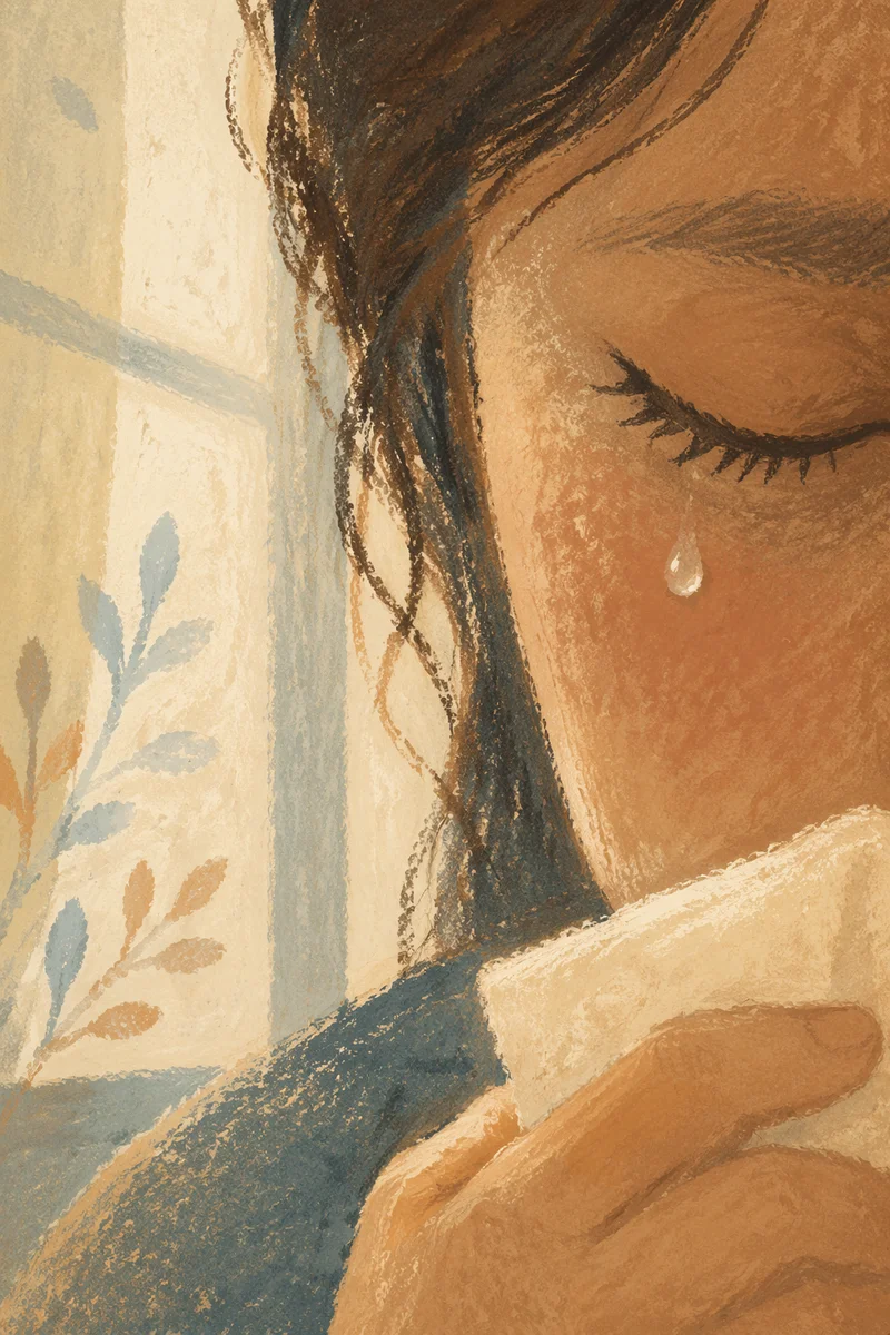 Single Tear Close Up with Gentle Comfort