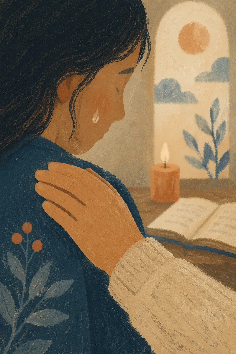 Tender Tear and Comforting Hand Close-Up