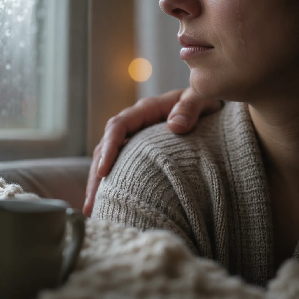 Gentle Comfort Through Tears Close Up