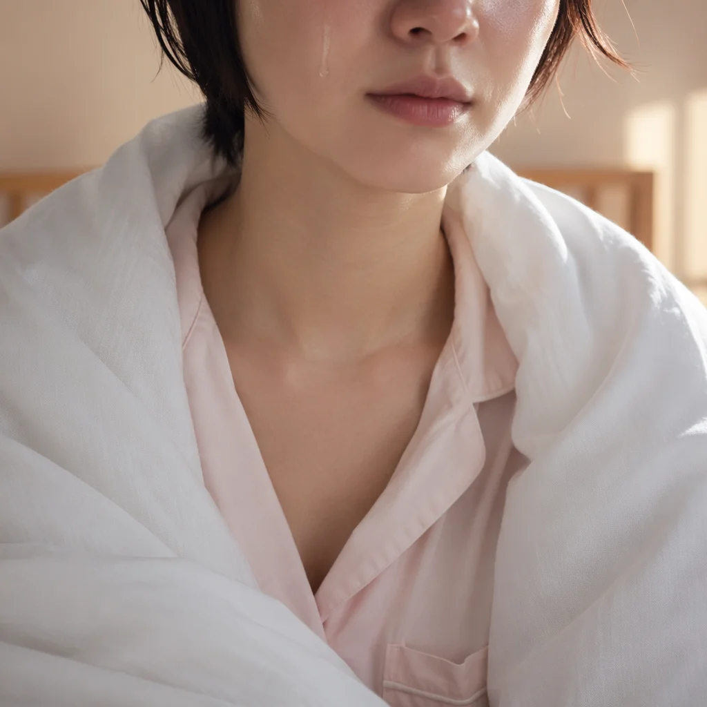 Tearful Close Up in Gentle Morning Comfort