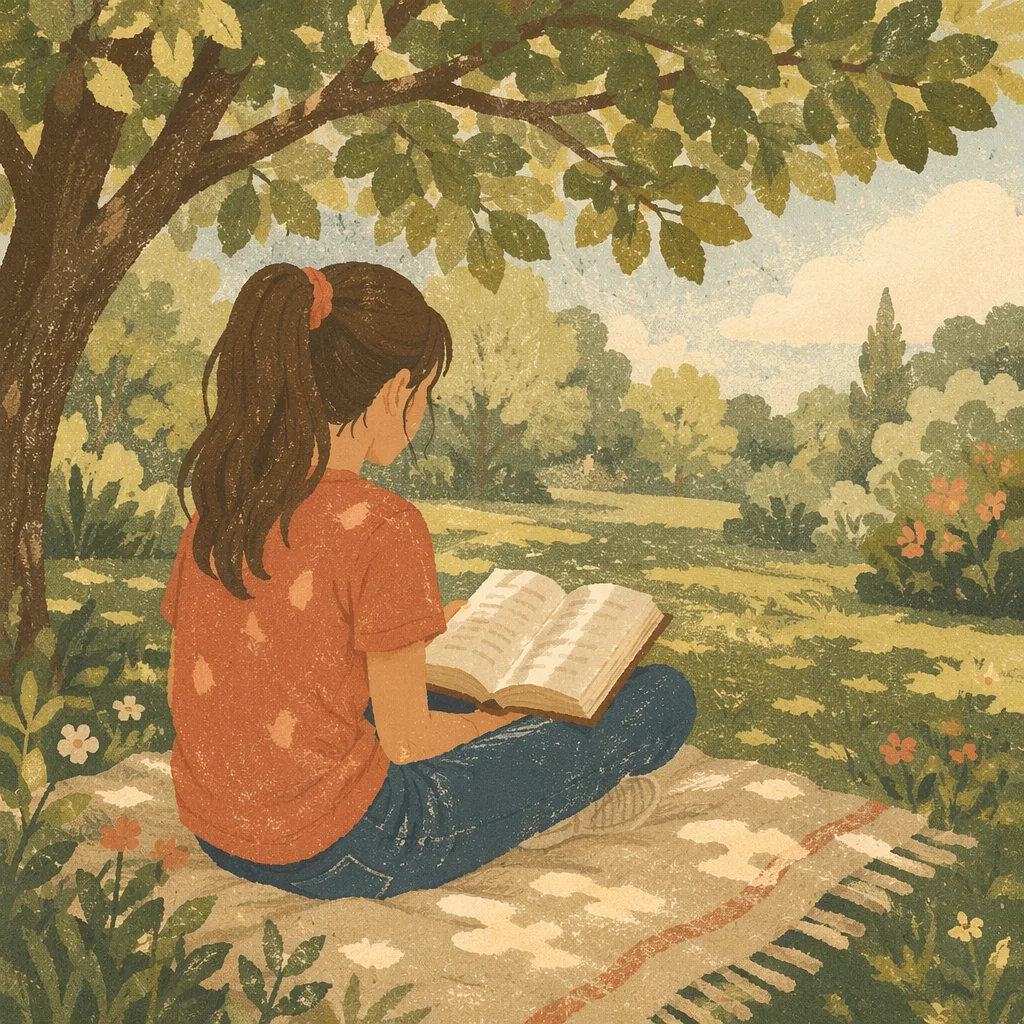 Teen Reading Bible Beneath Tree Shade