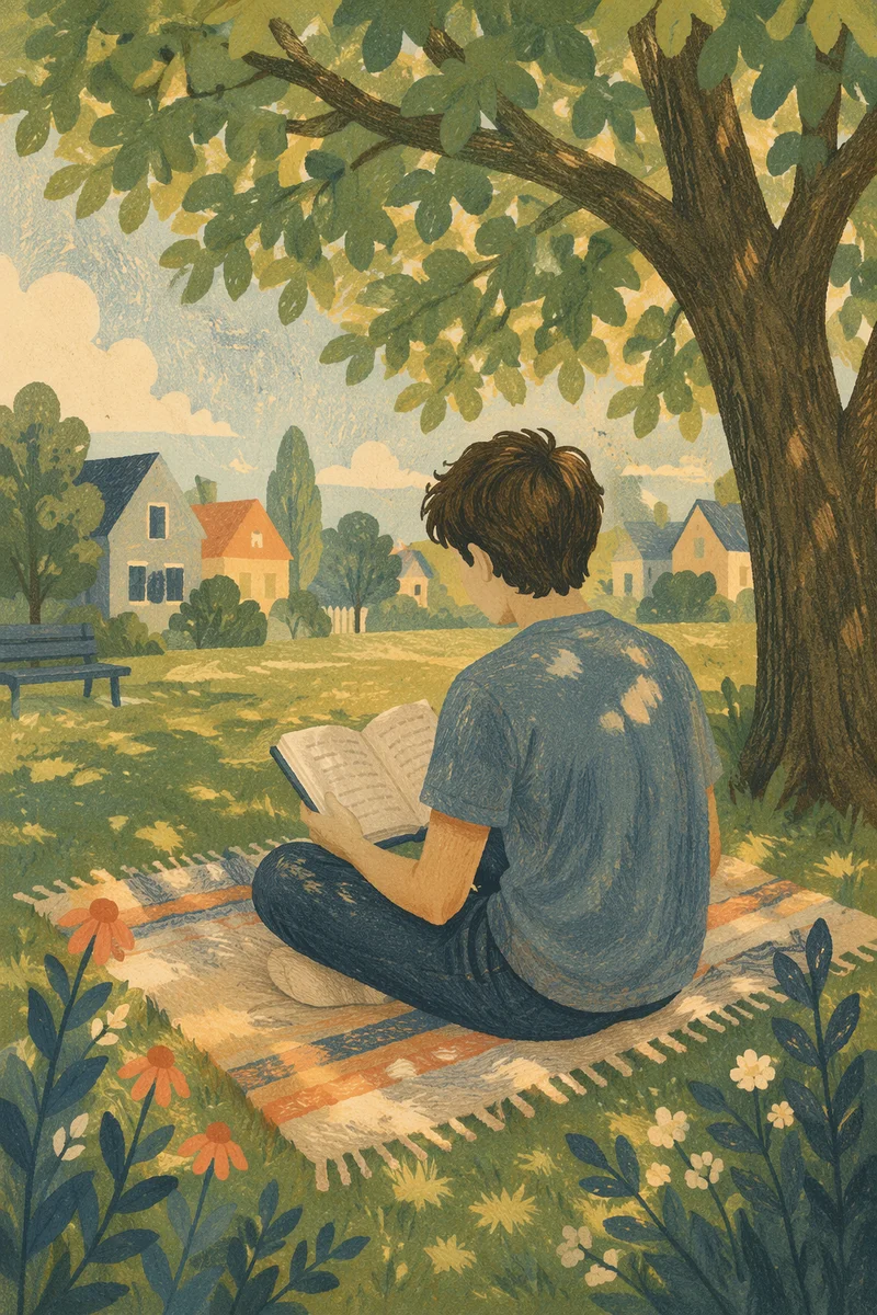 Teen Reading Bible Beneath Park Tree