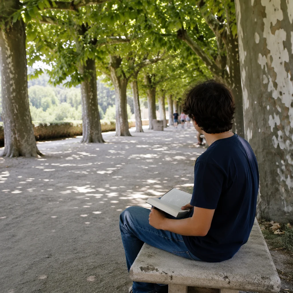 Teen Reading Bible Beneath Shaded Trees