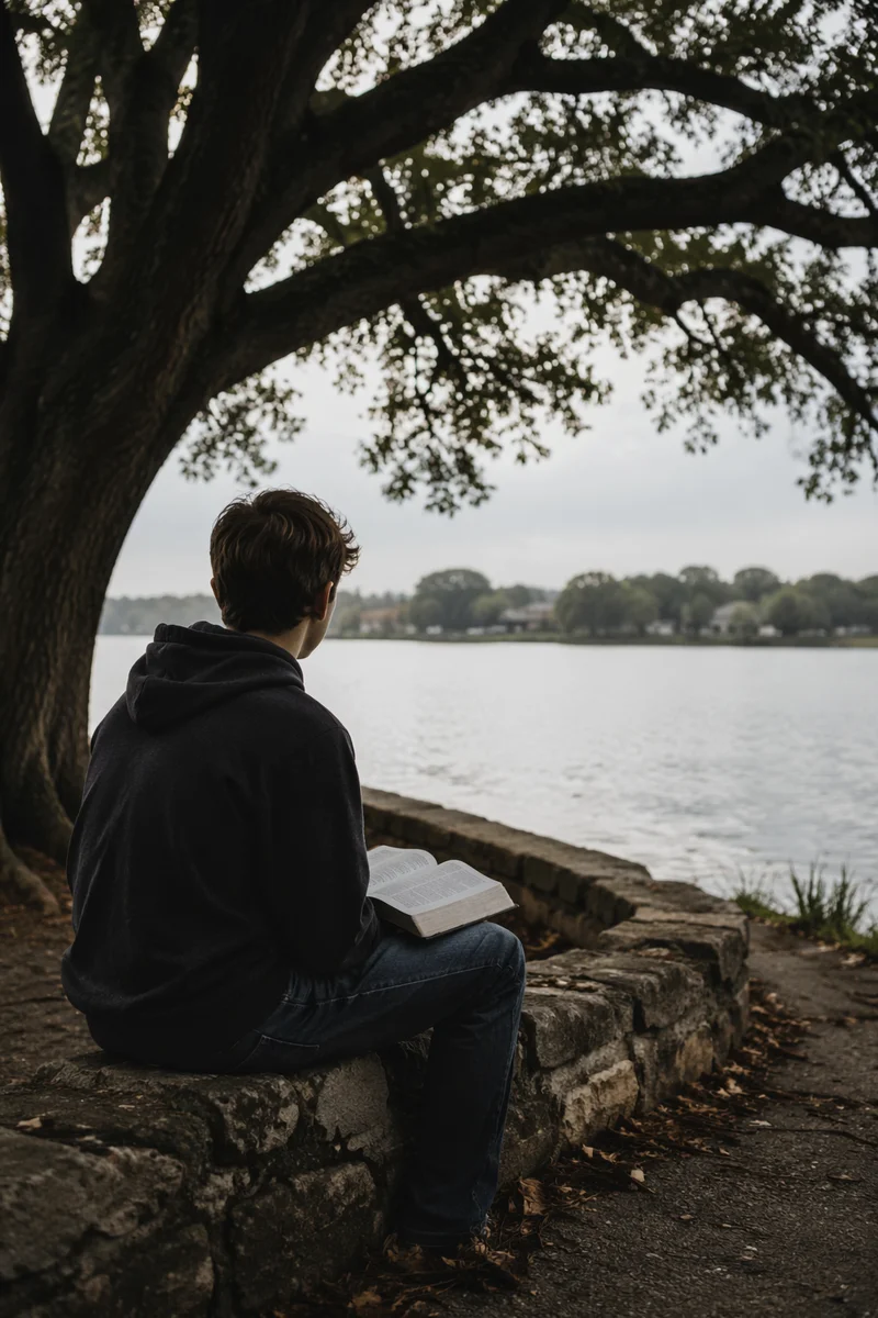 Teen Reading Bible by Quiet Lakeside