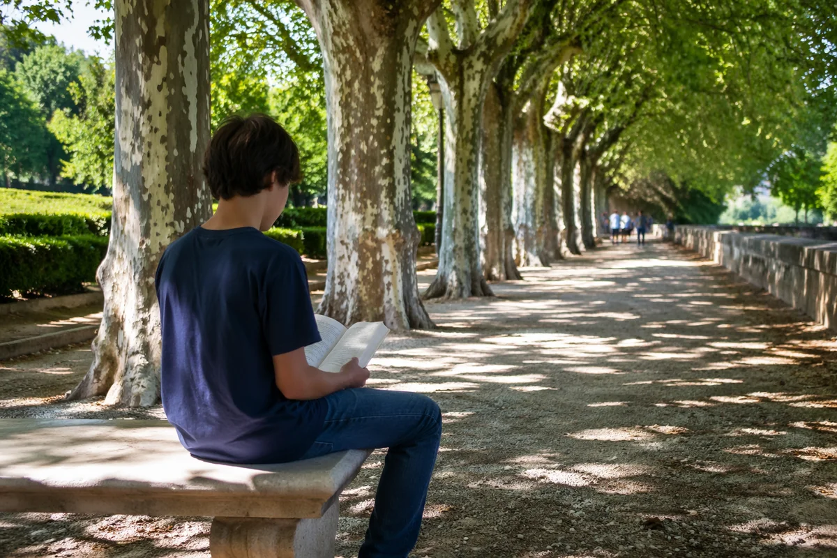 Teen Reading Bible Beneath Shaded Trees