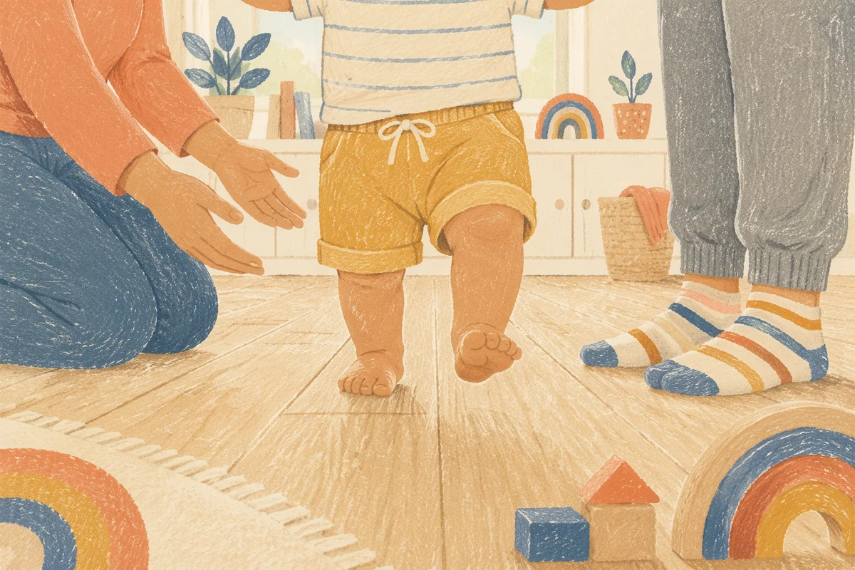 Toddler First Steps With Parents at Home