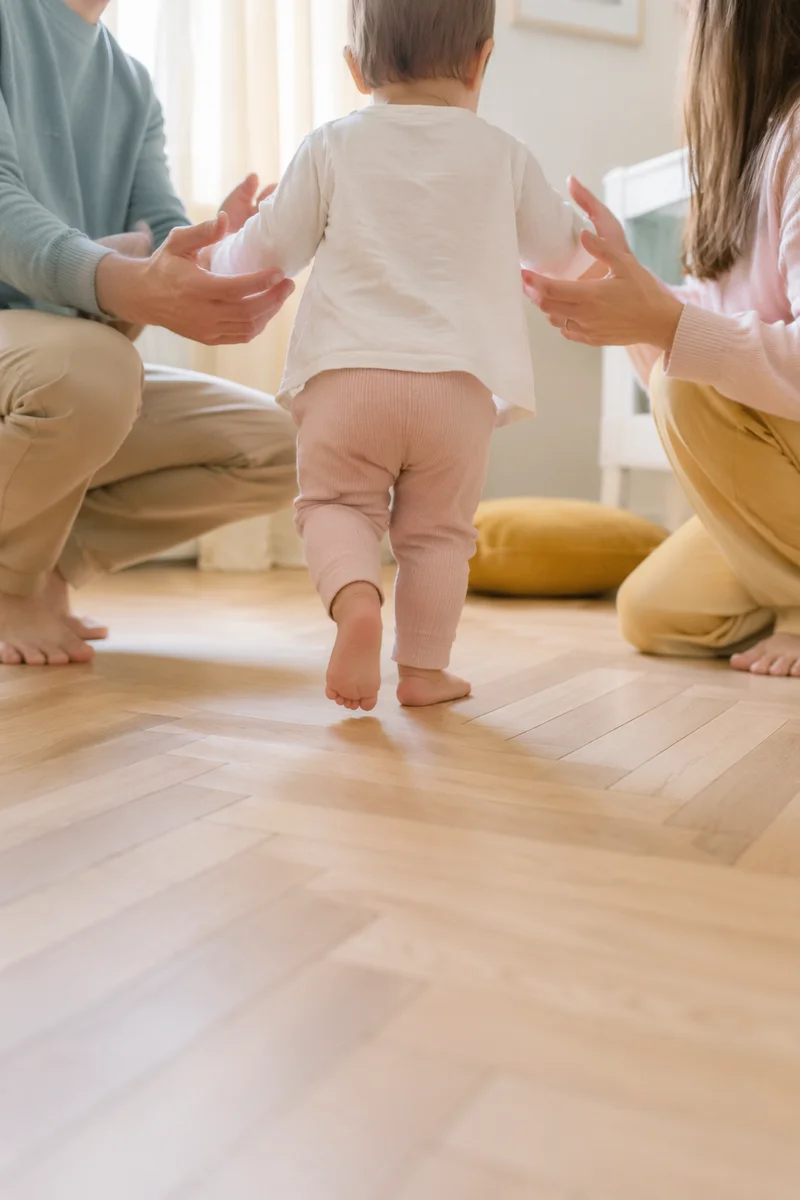Toddler First Steps with Parents at Home
