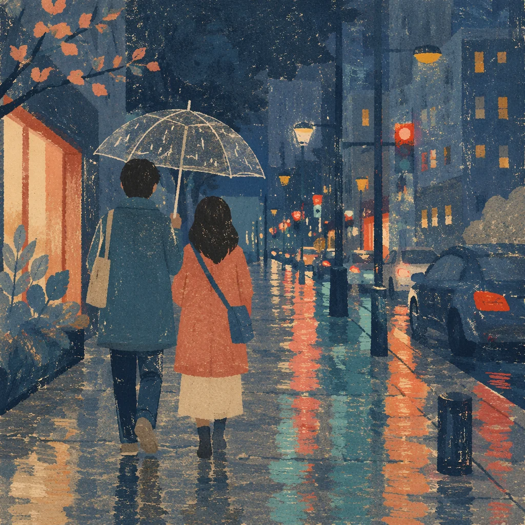 Kindness Under One Umbrella in Rain