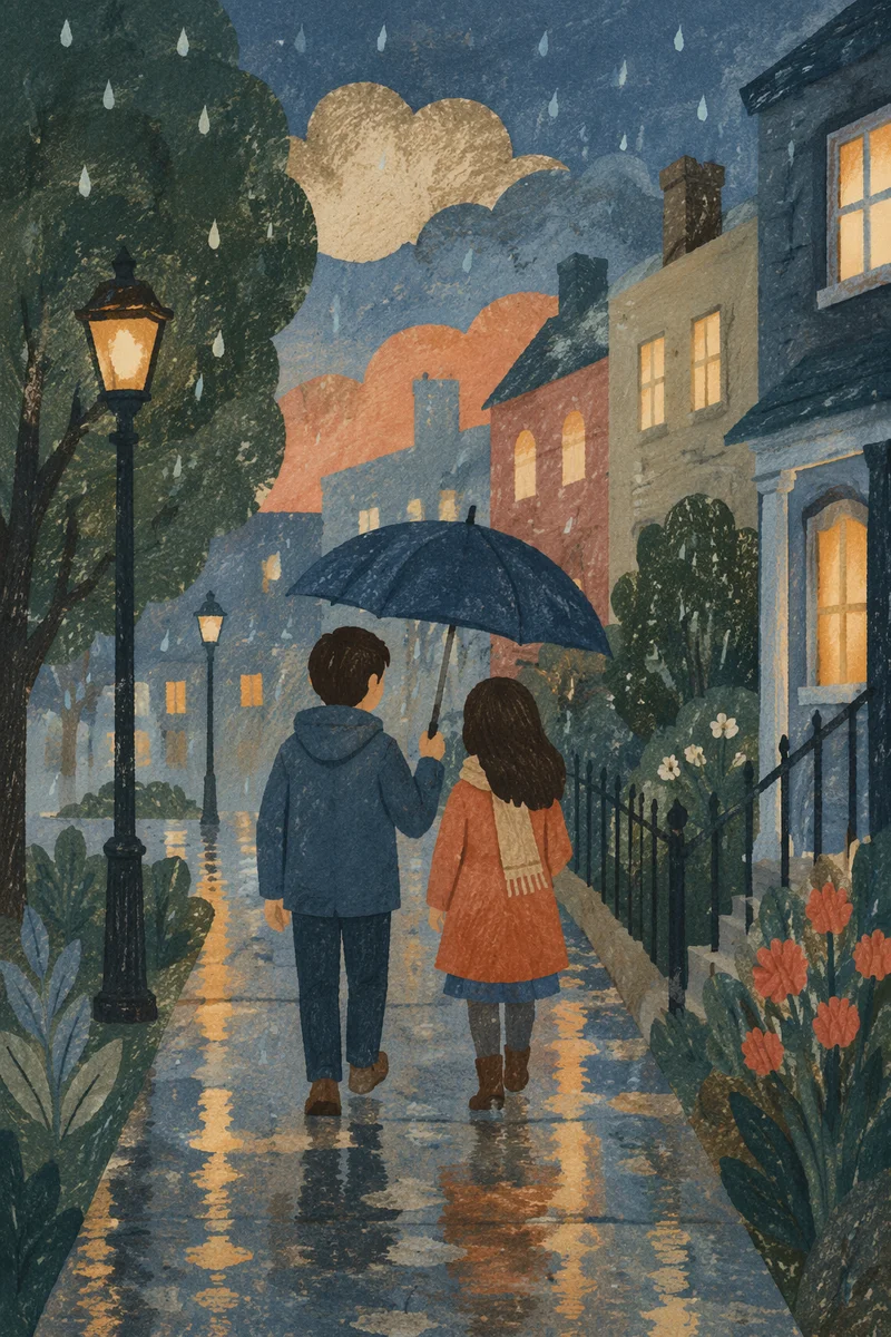 Kindness in Rain Under One Umbrella