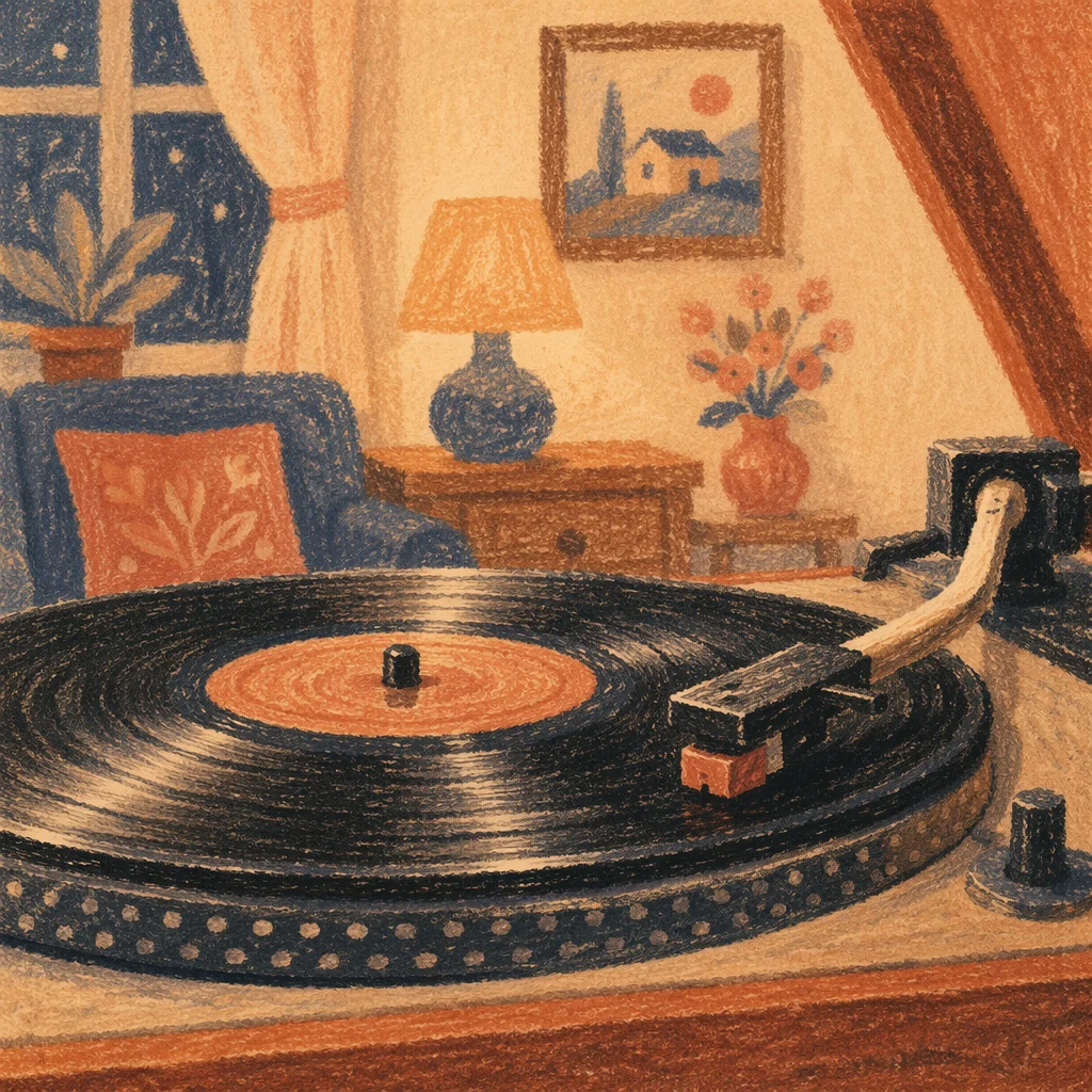 Warm Retro Vinyl Turntable Close-Up