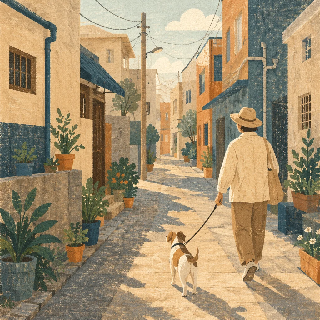 Early Morning Dog Walk in Alley
