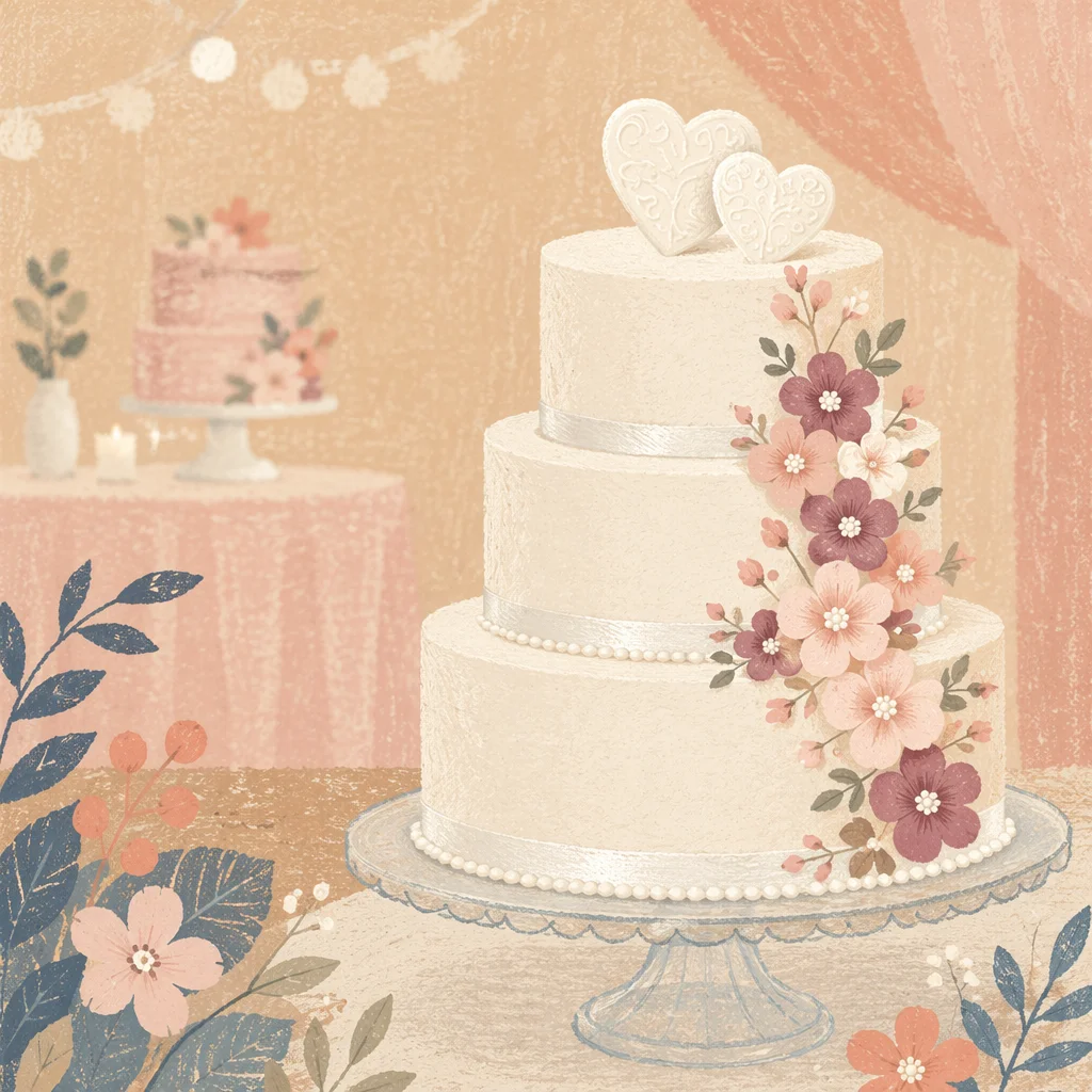 Elegant Three-Tier White Wedding Cake