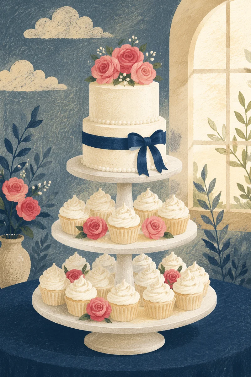 Elegant White Wedding Cake Dessert Display